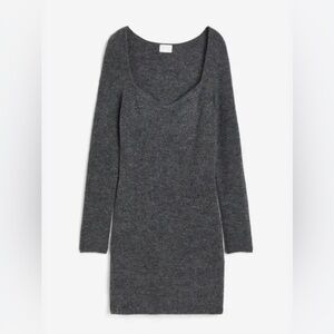 H&M dark grey rib knit dress size S